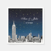 Serviette En Papier Mariage étoilé bleu NYC ajusté (Devant)