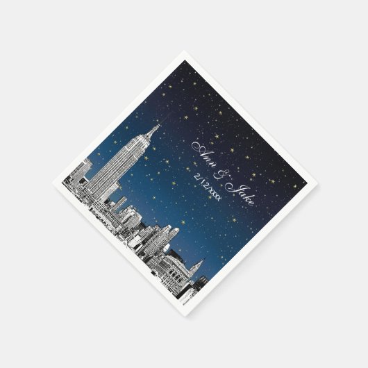 Serviette En Papier Mariage étoilé bleu NYC ajusté (Coin)