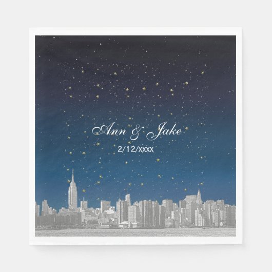 Serviette En Papier Mariage étoilé bleu NYC ajusté (Devant)