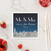Serviette En Papier Mariage étoilé bleu NYC ajusté (En situation)