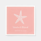 Serviette En Papier Mariage Étoile de Mer Corail (Devant)