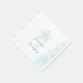 Serviette En Papier Mariage étoile de mer tourbillon bleu blanc servie (Coin)