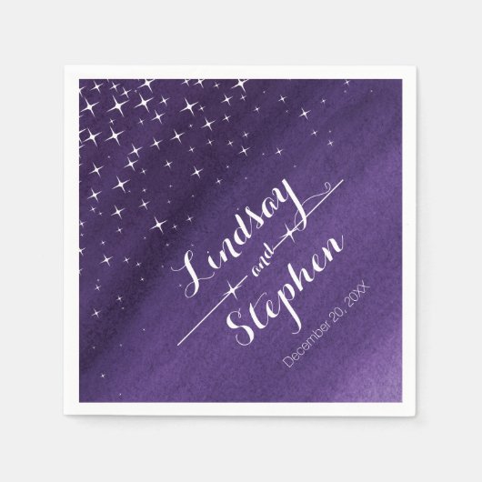 Serviette En Papier Mariage étoile nuit violet serviettes personnalisé (Devant)