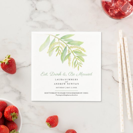 Serviette En Papier Mariage Eucalyptus feuille vert (En situation)