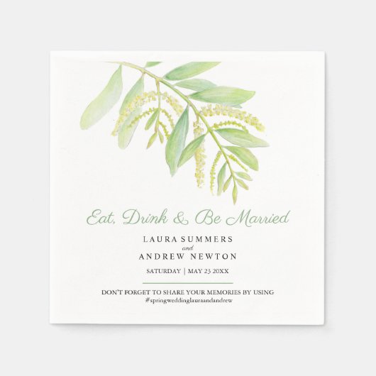 Serviette En Papier Mariage Eucalyptus feuille vert (Devant)