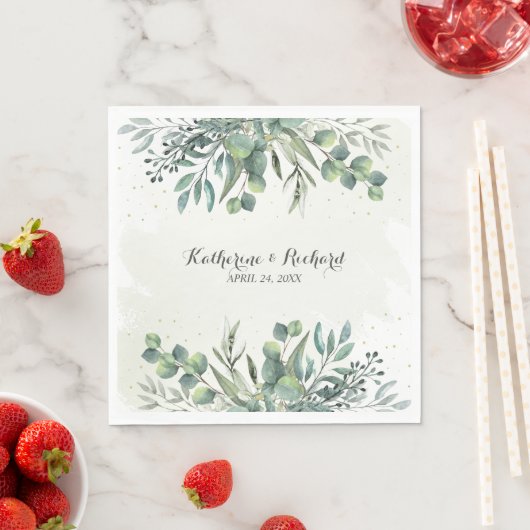Serviette En Papier Mariage Eucalyptus Garden (En situation)