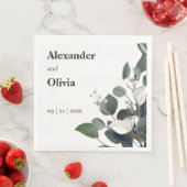 Serviette En Papier Mariage Eucalyptus moderne (En situation)