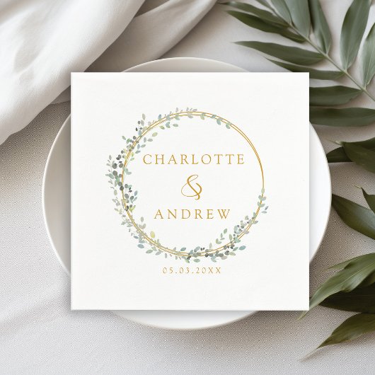 Serviette En Papier Mariage eucalyptus moderne et élégant