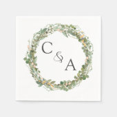 Serviette En Papier Mariage eucalyptus moderne et élégant (Devant)