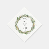 Serviette En Papier Mariage eucalyptus moderne et élégant (Coin)