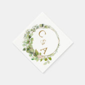 Serviette En Papier Mariage eucalyptus moderne et élégant (Coin)