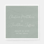 Serviette En Papier Mariage Eucalyptus moderne et élégant (Devant)