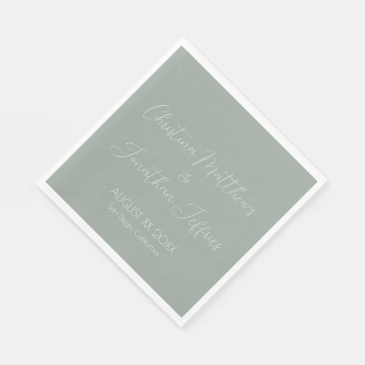 Serviette En Papier Mariage Eucalyptus moderne et élégant (Coin)