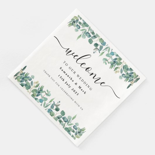Serviette En Papier Mariage Eucalyptus moderne simple Napkin (Coin)