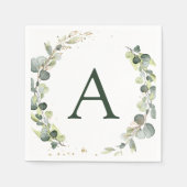 Serviette En Papier Mariage Eucalyptus Monogramme Verdure (Devant)