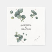 Serviette En Papier Mariage Eucalyptus vert (Devant)