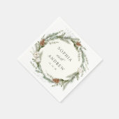 Serviette En Papier Mariage Evergreen d'hiver et coton (Coin)