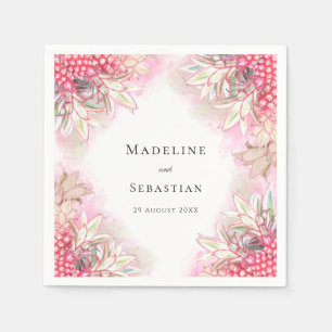 Serviette En Papier Mariage exotique aux ananas roses