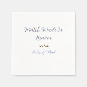 Serviette En Papier mariage fait au ciel violet pastel nom doré dat
