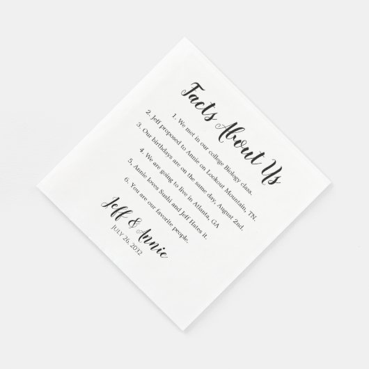 Serviette En Papier Mariage Faits À propos de nous Personnalisation Pa (Coin)