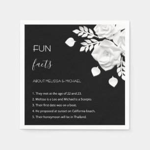 Serviette En Papier Mariage Faits Amusants Fleurs 3D Noir Et Blanc 