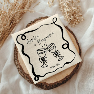 Serviette En Papier Mariage fantaisiste au champagne à main levée noir