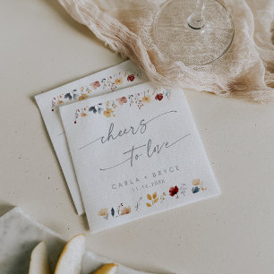 Serviette En Papier Mariage Fantaisiste Boho Fleur Sauvage À la Santé