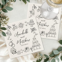 Mariage Fantaisiste de Style Rétro Dessiné à la Ma