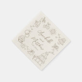 Serviette En Papier Mariage Fantaisiste Dessiné à la Main (Coin)