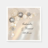Serviette En Papier Mariage Faux White Pearl and Diamond Buttons (Devant)