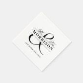 Serviette En Papier Mariage Faveur M. Mme Black White (Coin)