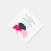 Serviette En Papier Mariage Feuille Bold Modern Navy et Pink Ginkgo (Coin)