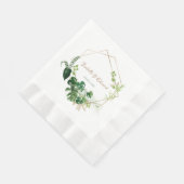 Serviette En Papier Mariage Feuille de Palme Tropical Vert Géométrique (Coin)