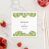 Serviette En Papier Mariage feuille de palmier vert tropical (En situation)