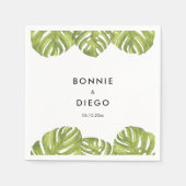 Serviette En Papier Mariage feuille de palmier vert tropical (Devant)