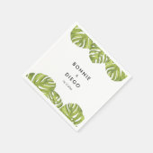 Serviette En Papier Mariage feuille de palmier vert tropical (Coin)