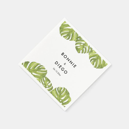 Serviette En Papier Mariage feuille de palmier vert tropical (Coin)