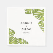 Serviette En Papier Mariage feuille de palmier vert tropical (Devant)