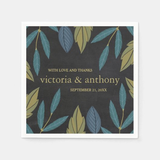 Serviette En Papier Mariage feuille de tableau noir (Devant)