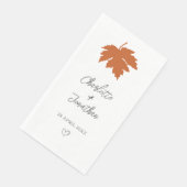 Serviette En Papier Mariage Feuille d'Érable Automnal Orange   (Coin)