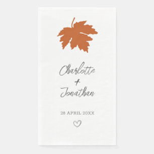 Serviette En Papier Mariage Feuille d'Érable Automne Orange