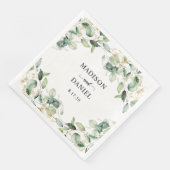 Serviette En Papier Mariage Feuille d'or Eucalyptus (Coin)