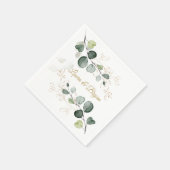 Serviette En Papier Mariage Feuille d'or Eucalyptus Foliage (Coin)
