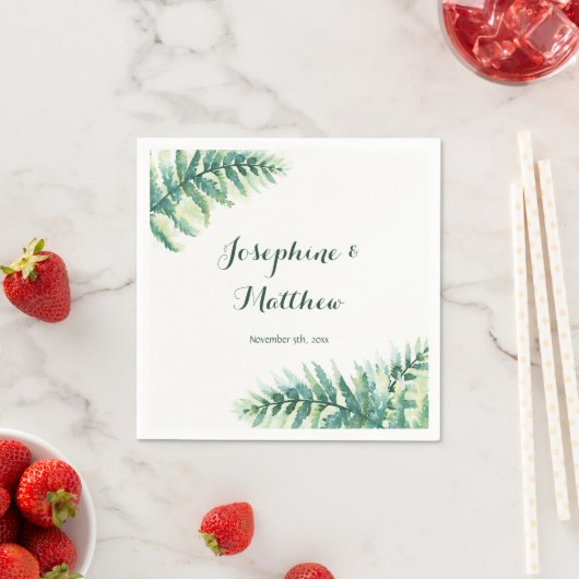 Serviette En Papier Mariage Feuille du feuillage vert ferne (En situation)