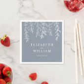 Serviette En Papier Mariage Feuille Dusty Blue Eucalyptus (En situation)