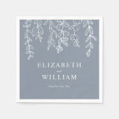 Serviette En Papier Mariage Feuille Dusty Blue Eucalyptus (Devant)