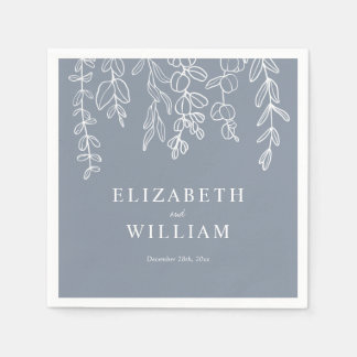 Serviette En Papier Mariage Feuille Dusty Blue Eucalyptus