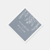 Serviette En Papier Mariage Feuille Dusty Blue Eucalyptus (Coin)