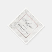 Serviette En Papier Mariage Feuille gris argent et rose pâle (Coin)