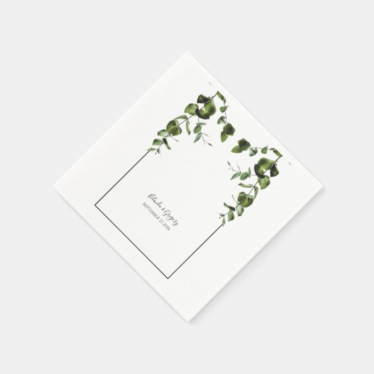 Serviette En Papier Mariage Feuille rustique Eucalyptus (Coin)